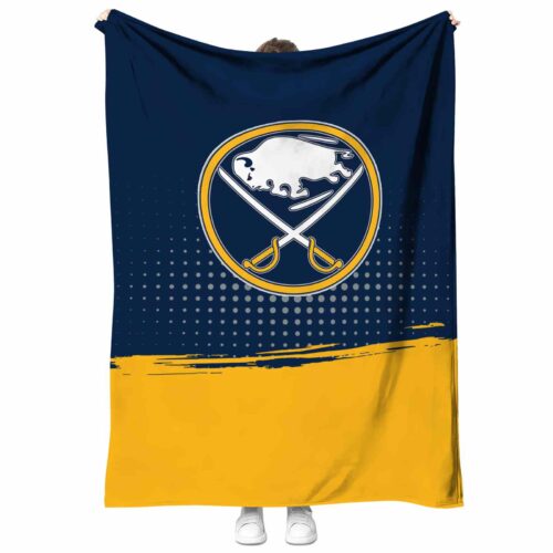 buffalo sabres gradient dots navy blue blanket best selling
