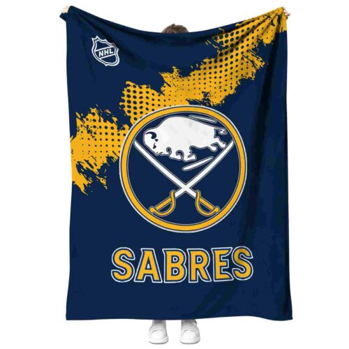 buffalo sabres grunge texture navy blue blanket best selling