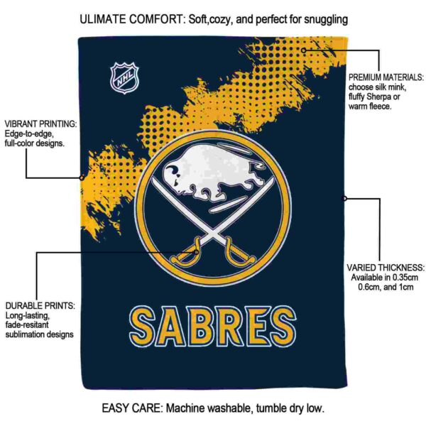 buffalo sabres grunge texture navy blue blanket new arrival