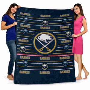 buffalo sabres striped pattern navy blue blanket fashion forward