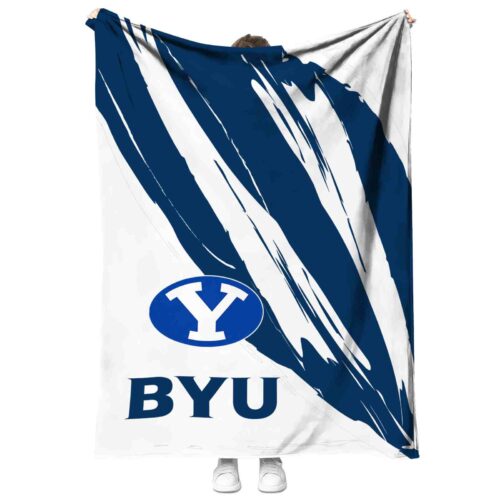 byu cougars brushstrokes blue white blanket best selling