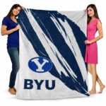 byu cougars brushstrokes blue white blanket fashion forward