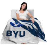 byu cougars brushstrokes blue white blanket latest model