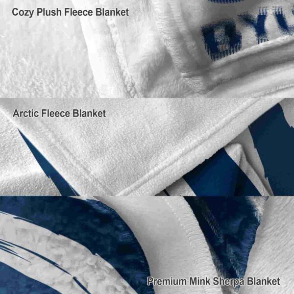 byu cougars brushstrokes blue white blanket premium grade