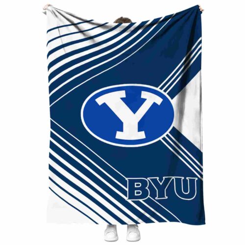 byu cougars diagonal stripes blue blanket best selling