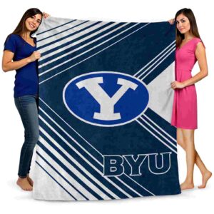 byu cougars diagonal stripes blue blanket fashion forward