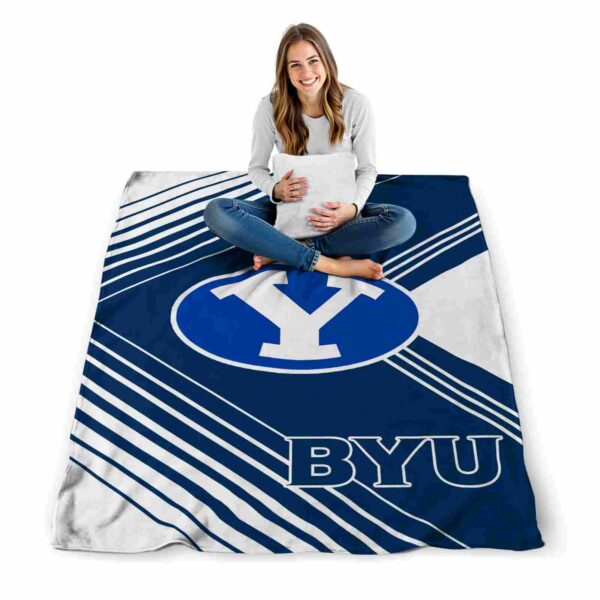 byu cougars diagonal stripes blue blanket high quality