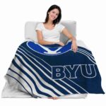 byu cougars diagonal stripes blue blanket latest model