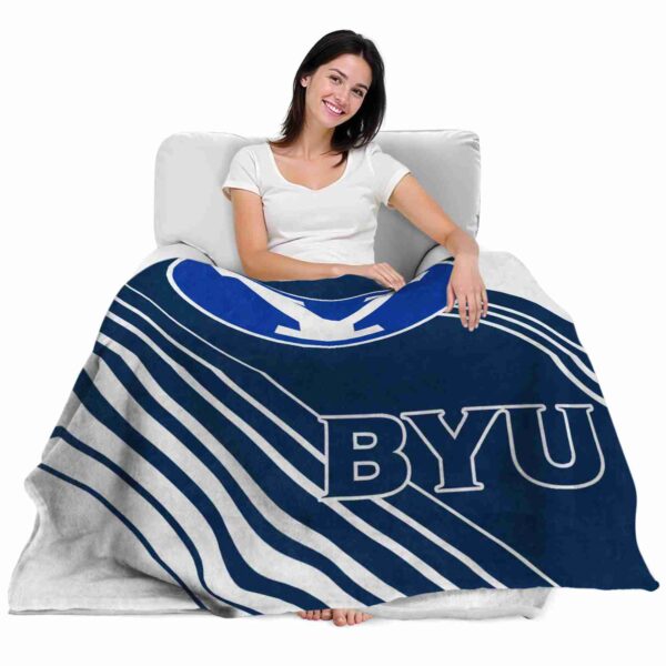 byu cougars diagonal stripes blue blanket latest model