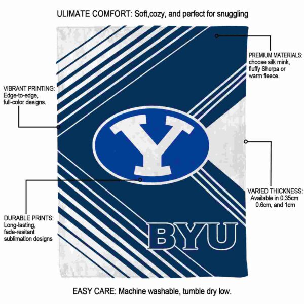 byu cougars diagonal stripes blue blanket new arrival