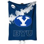 byu cougars grunge texture blue blanket best selling