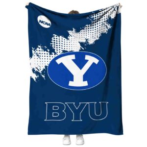 byu cougars grunge texture blue blanket best selling