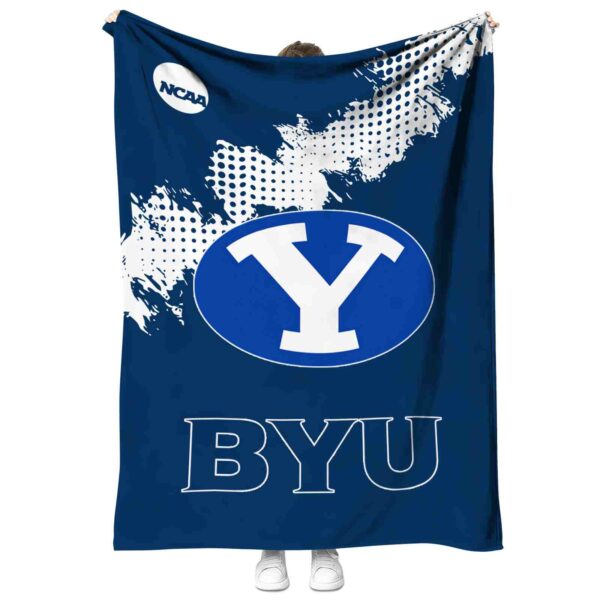 byu cougars grunge texture blue blanket best selling