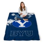 byu cougars grunge texture blue blanket high quality