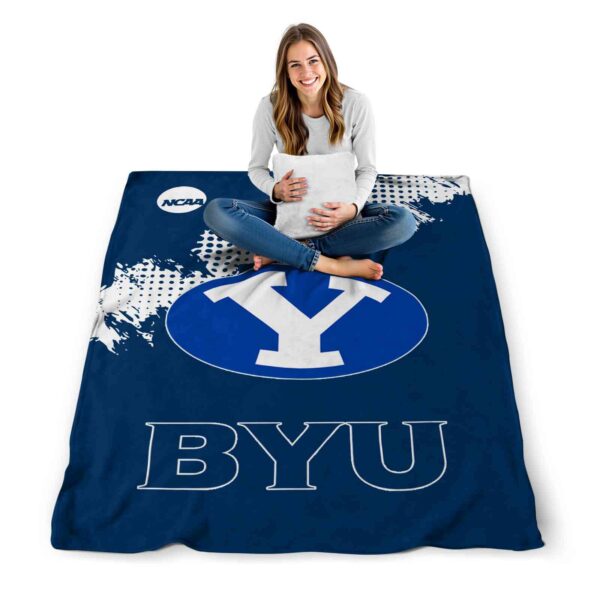 byu cougars grunge texture blue blanket high quality