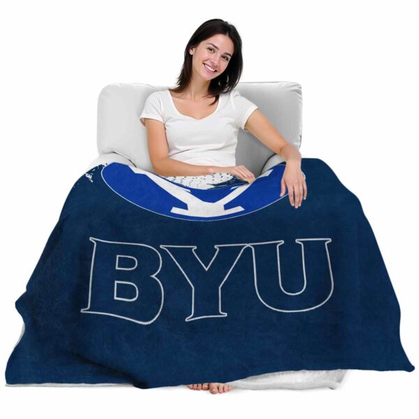 byu cougars grunge texture blue blanket latest model