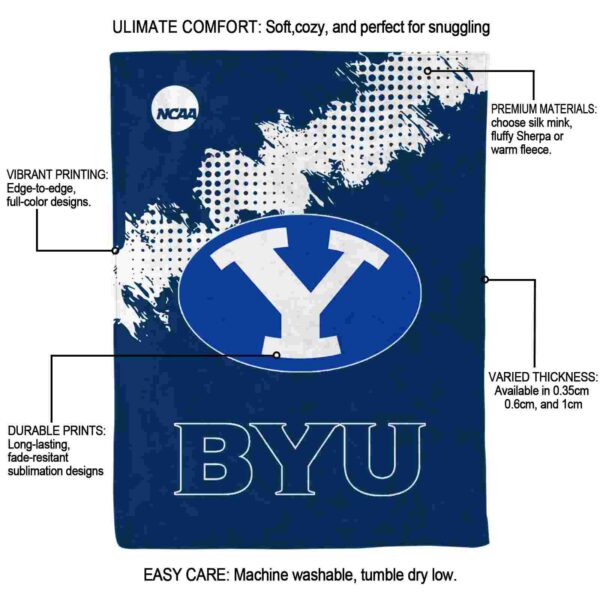 byu cougars grunge texture blue blanket new arrival