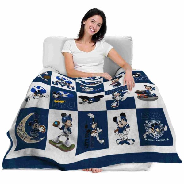 byu cougars mickey minnie blue white blanket latest model