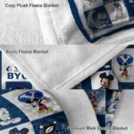 byu cougars mickey minnie blue white blanket premium grade