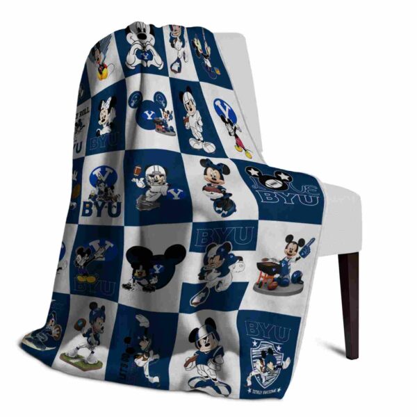 byu cougars mickey minnie blue white blanket top rated