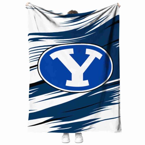 byu cougars paint streaks blue white blanket best selling