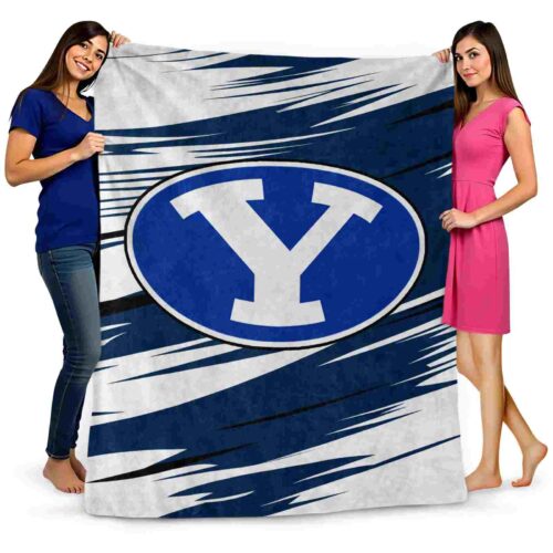 byu cougars paint streaks blue white blanket fashion forward
