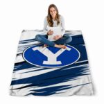 byu cougars paint streaks blue white blanket best selling