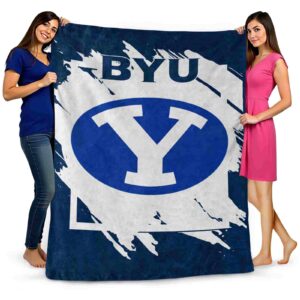 byu cougars splatter effect blue blanket fashion forward