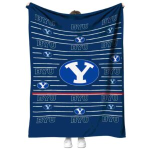 byu cougars striped pattern blue blanket best selling