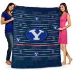byu cougars striped pattern blue blanket best selling