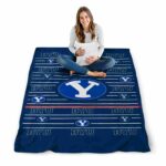 byu cougars striped pattern blue blanket best selling