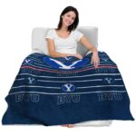 byu cougars striped pattern blue blanket best selling