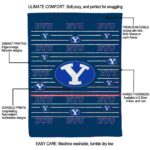 byu cougars striped pattern blue blanket best selling