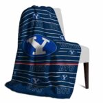byu cougars striped pattern blue blanket best selling