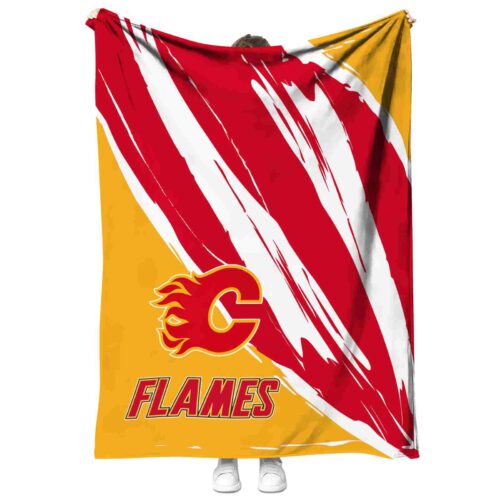 calgary flames brushstrokes red white blanket best selling