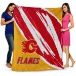 calgary flames brushstrokes red white blanket best selling