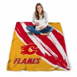 calgary flames brushstrokes red white blanket best selling