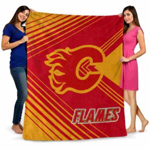 calgary flames diagonal stripes red blanket fashion forward