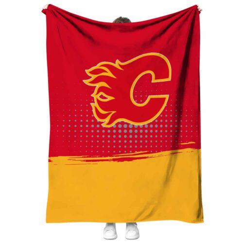 calgary flames gradient dots red blanket best selling