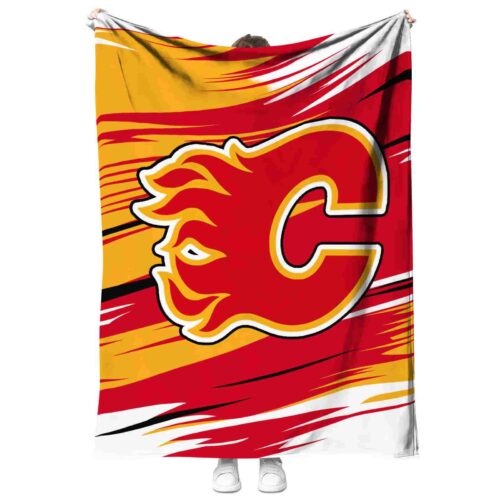 calgary flames paint streaks red white blanket best selling