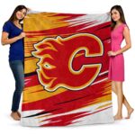 calgary flames paint streaks red white blanket best selling