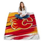 calgary flames paint streaks red white blanket best selling