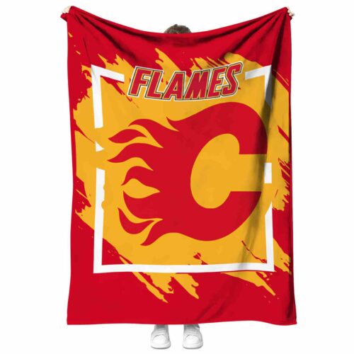 calgary flames splatter effect red blanket best selling