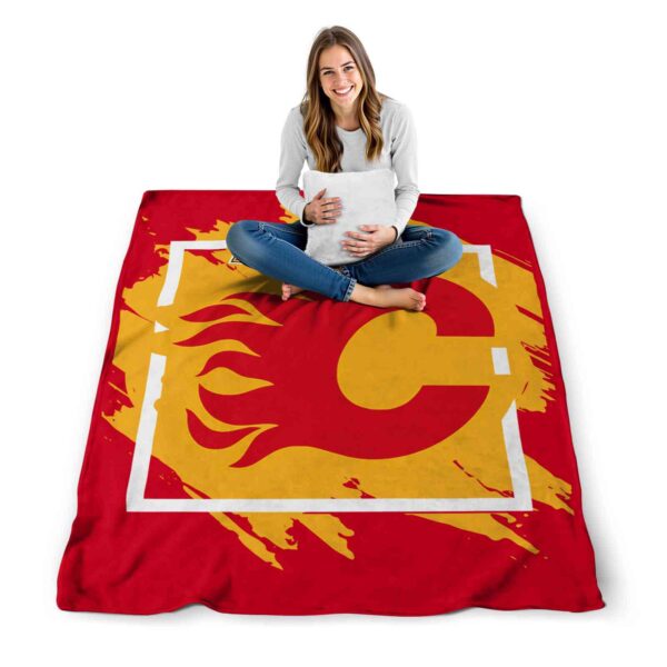 calgary flames splatter effect red blanket high quality