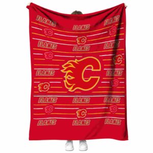 calgary flames striped pattern red blanket best selling