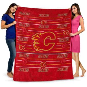 calgary flames striped pattern red blanket fashion forward