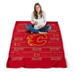calgary flames striped pattern red blanket high quality