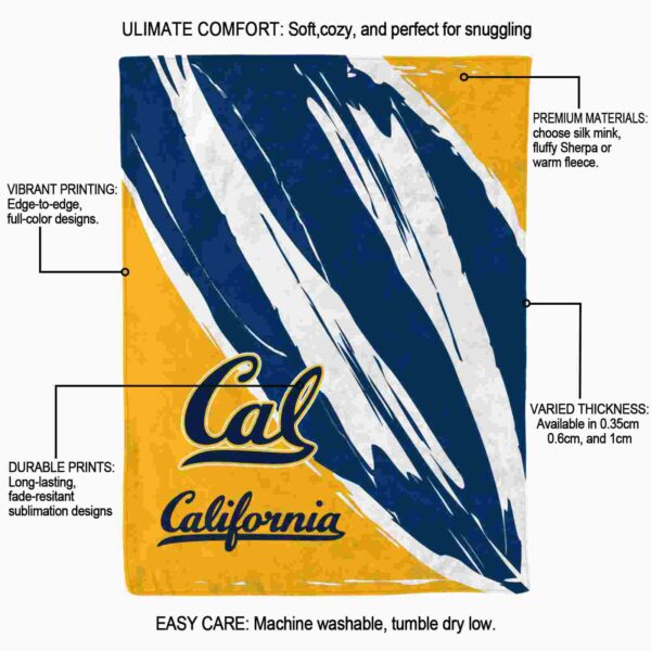 california golden bears brushstrokes blue white blanket new arrival
