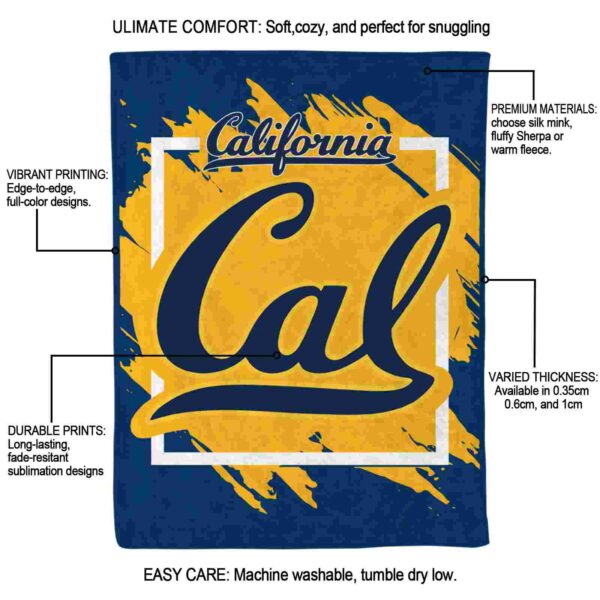 california golden bears splatter effect blue blanket new arrival