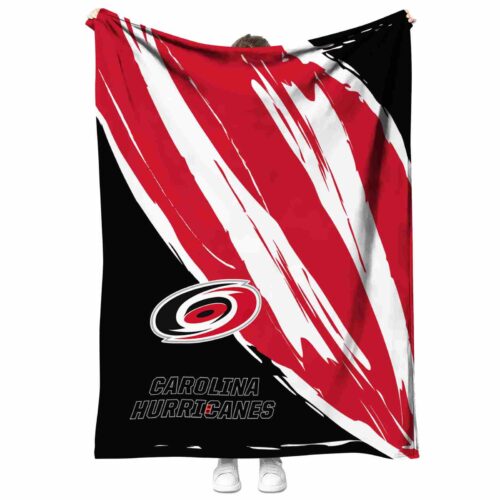 carolina hurricanes brushstrokes red white blanket best selling